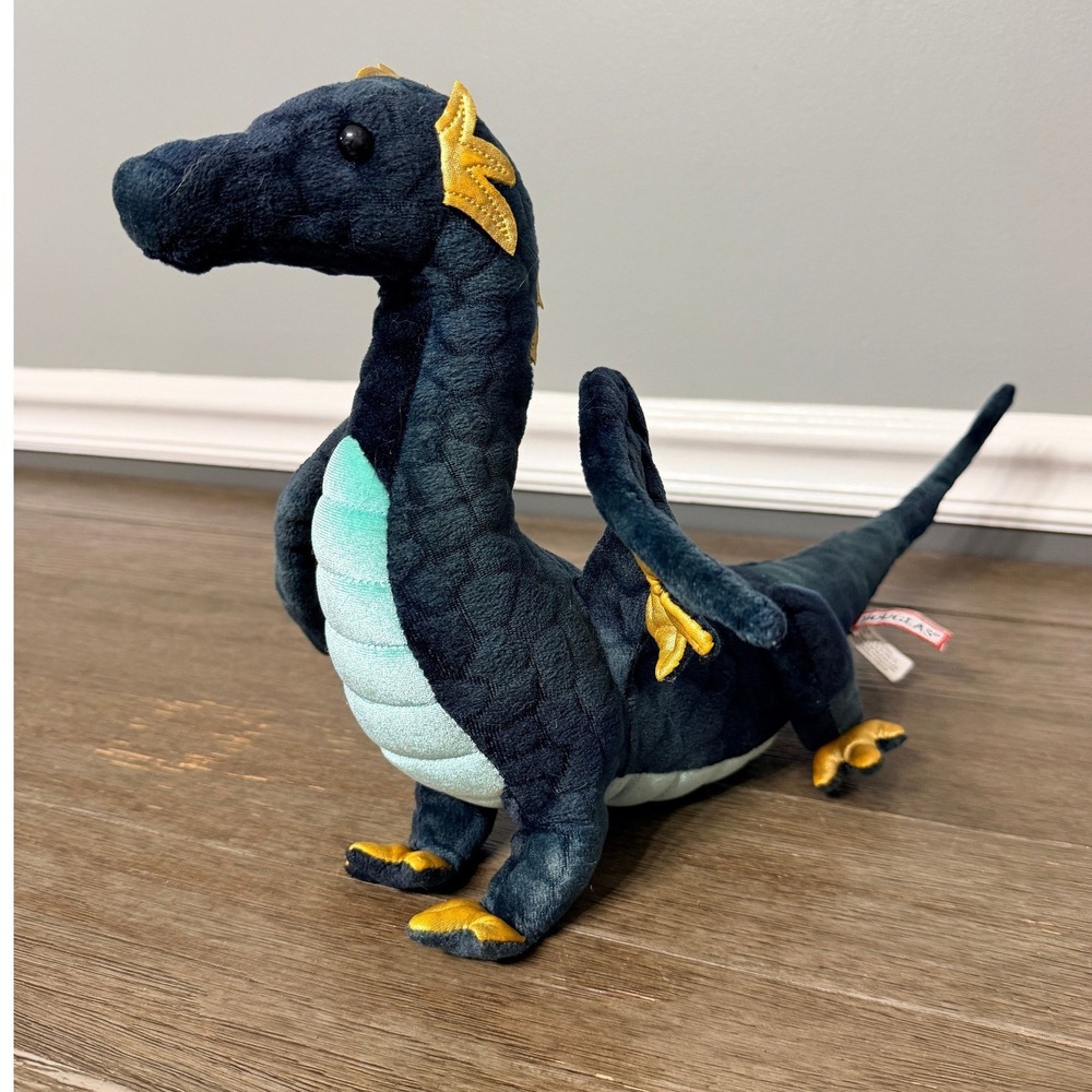 Douglas Cuddle Toys Dragon Plush Midnight Blue Gold Wings Stuffed Animal Toy